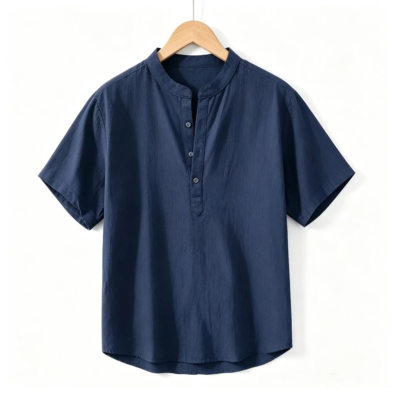 Linen Shirt Breathable - Letnie męskie koszulki z krótkim rękawem,