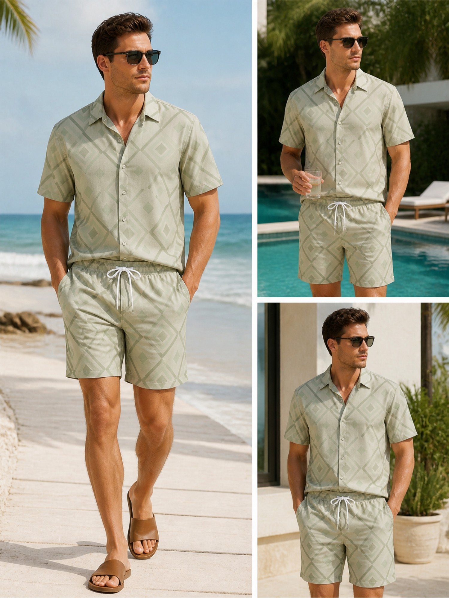 Resort Shirt Floral - Męski zestaw: koszula w kwiaty z