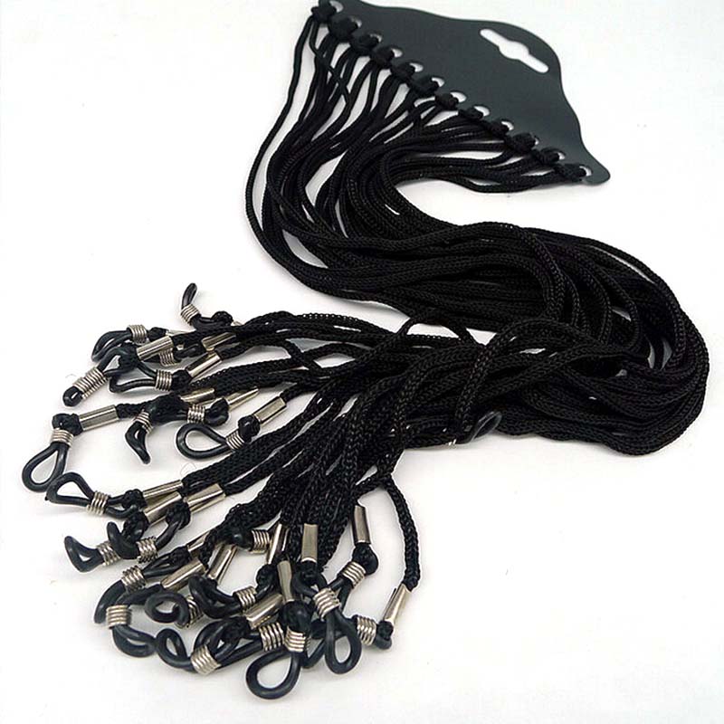 Sunglass Retainer Cord - 12 sztuk/zestaw Czarny nylonowy sznurek do