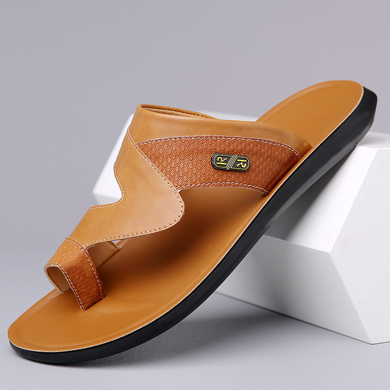 Flip Flop Leather Men - Męskie skórzane sandały 2026, oddychające, antypoślizgowe,