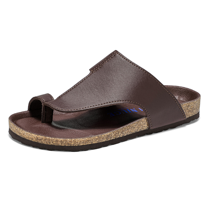 Flip Flop Leather Men - Letnie Klapki Korkowe Plus Size 48