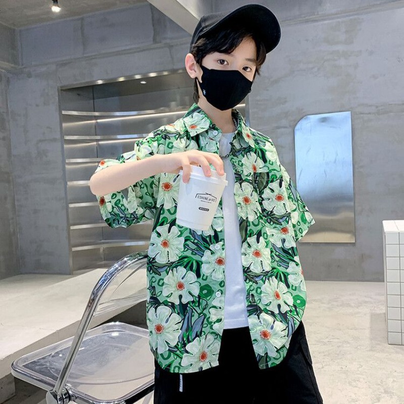 Resort Shirt Floral - Chłopięcy zestaw letni: koszula w kwiaty,