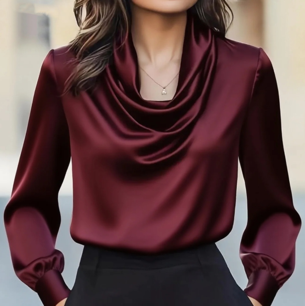 Shirt Camp Collar - Jesienna moda elegancki temperament jednolity kolor