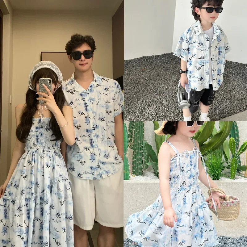 Resort Shirt Floral - Resort Para Wygląd Rodzice i dzieci