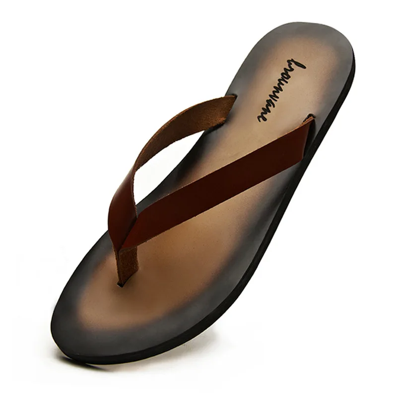 Flip Flop Leather Men - Klasyczne męskie klapki z prawdziwej skóry,