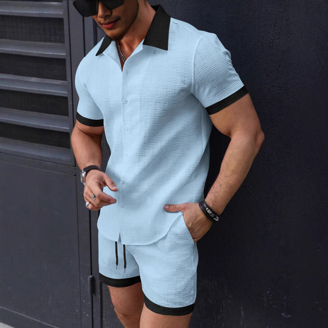 Short Linen Drawstring - Modne zestawy męskie: lniany garnitur, koszula