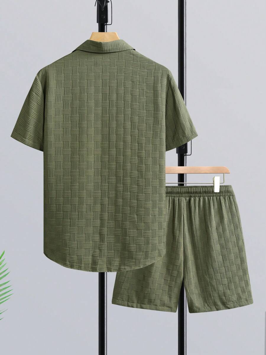 Short Linen Drawstring - Męski zestaw wakacyjny Genlund: koszula z