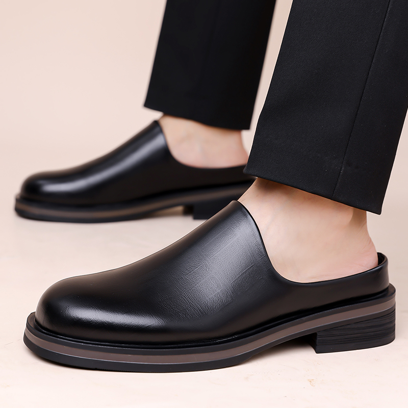 Flip Flop Leather Men - Męskie wsuwane półbuty, gruba podeszwa, błyszczące