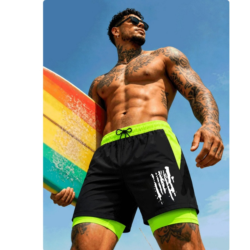 Trunks Board Surf - Męskie dwuwarstwowe kąpielówki 2w1, szybkoschnące szorty