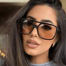 Sunglasses Aviator Polarized - Czarne kwadratowe okulary przeciwsłoneczne w stylu