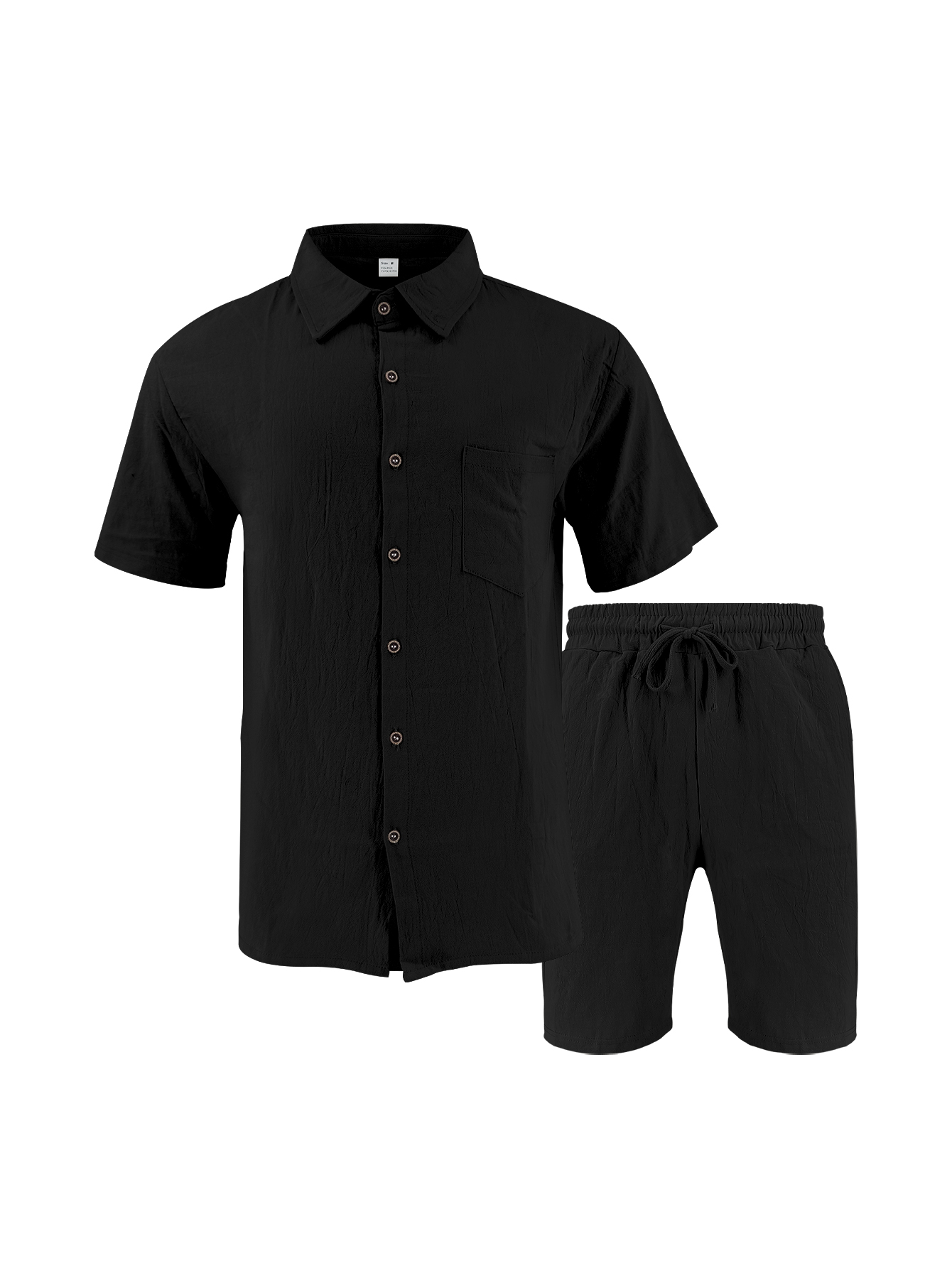 Linen Shirt Breathable - Męski lniany komplet dwuczęściowy o fakturze