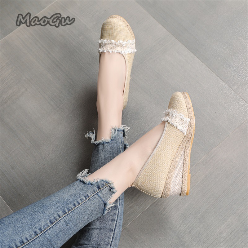 Damskie espadryle na koturnie, – Espadrille Slip On recenzja i cena
