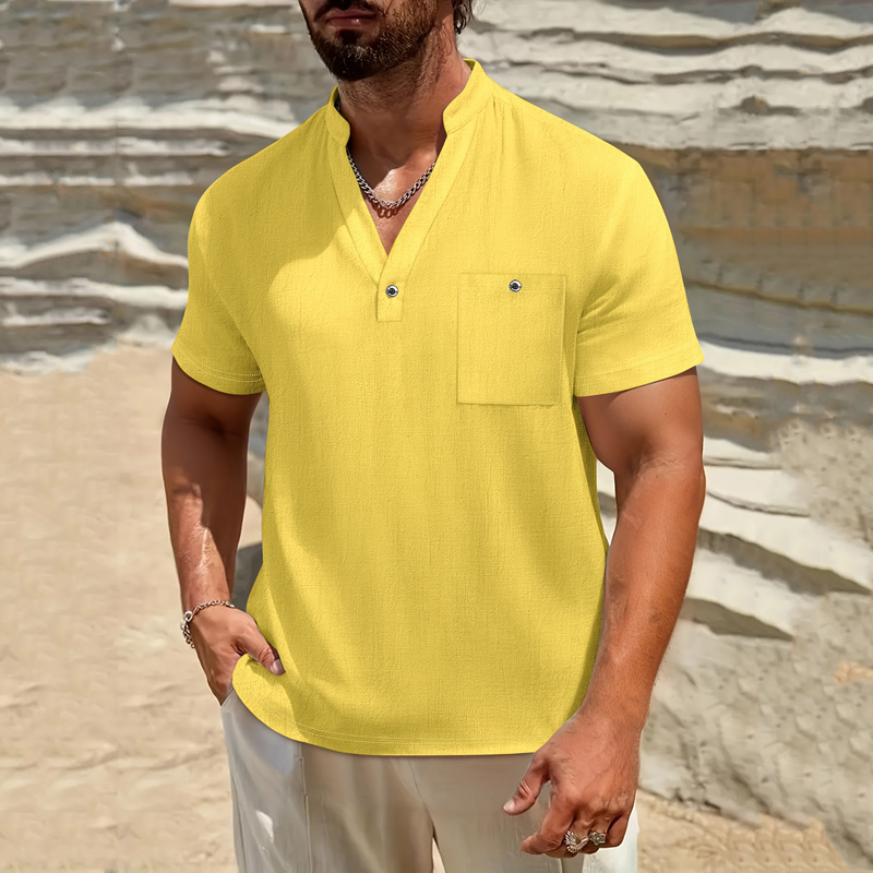 Męska koszula Henley z bawełny – Linen Shirt Breathable recenzja i cena
