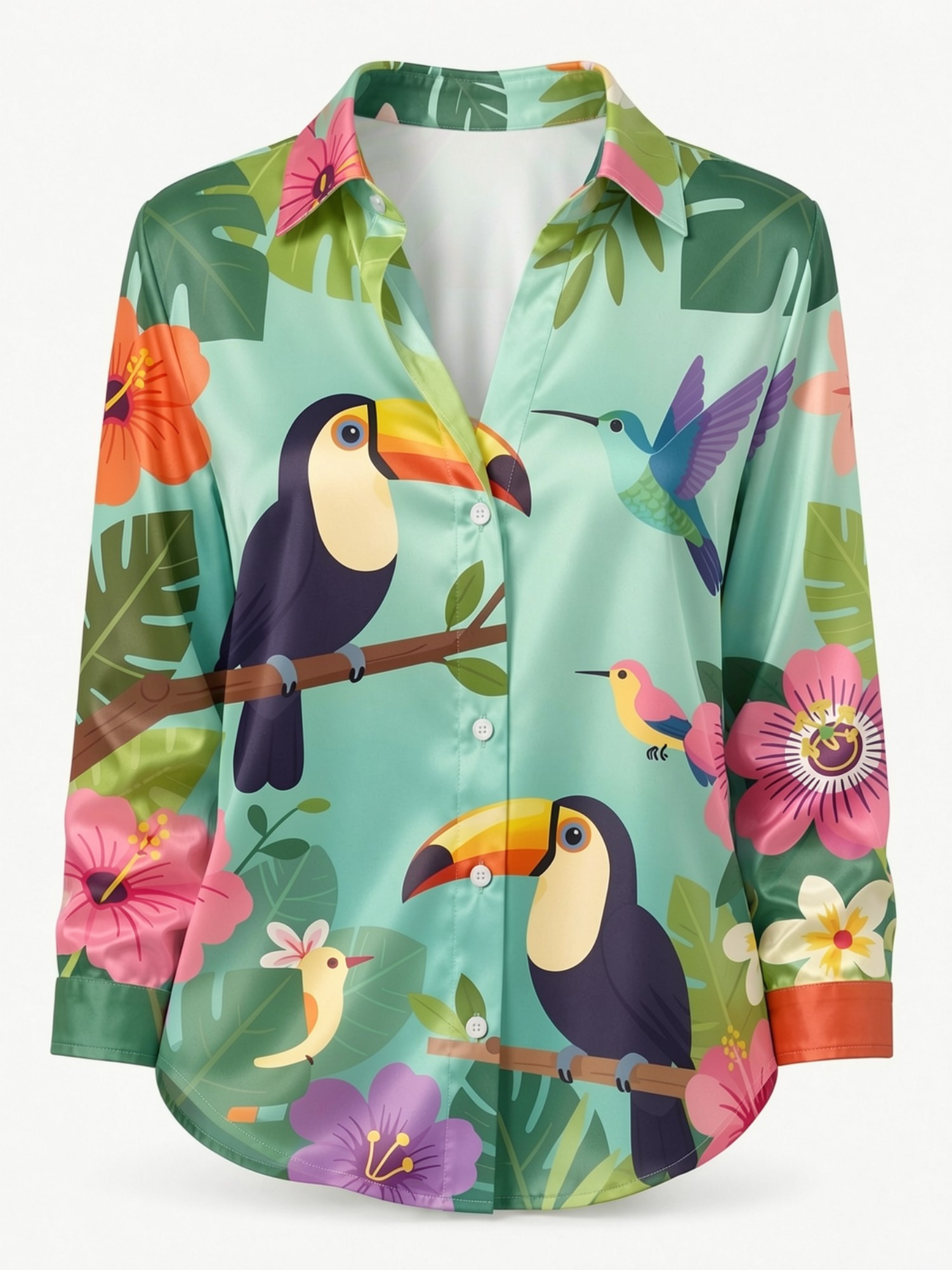 Koszula damska z satyny z guzi – Resort Shirt Floral recenzja i cena