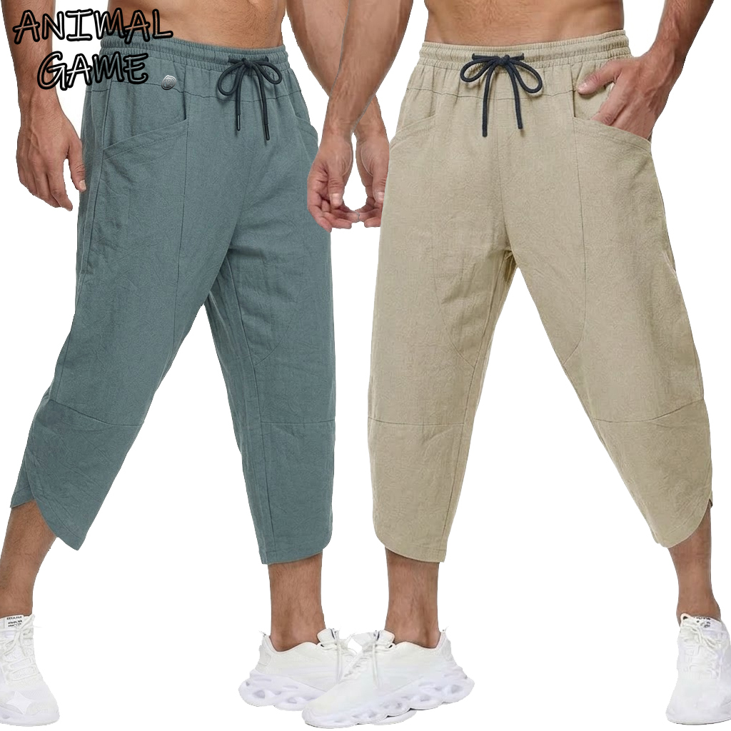 Letnie męskie lniane spodnie k – Short Linen Drawstring recenzja i cena