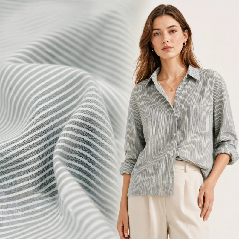 Japońska szaro-biała tkanina z – Linen Shirt Breathable recenzja i cena