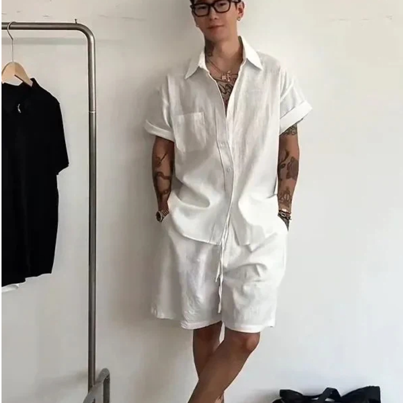 Męski lniano-bawełniany zestaw – Linen Shirt Breathable recenzja i cena