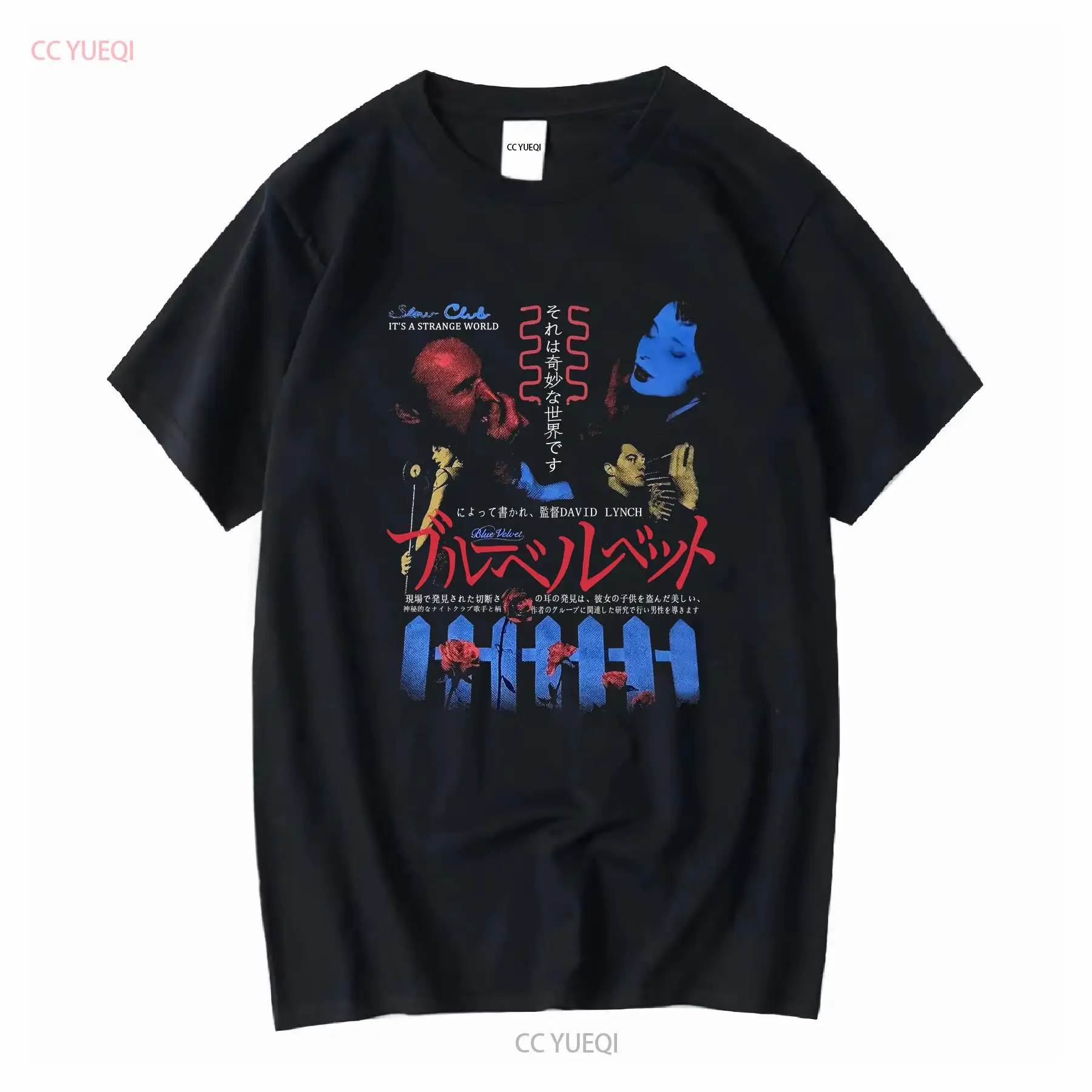 Niebieska aksamitna koszulka z – Tee Graphic Print recenzja i cena