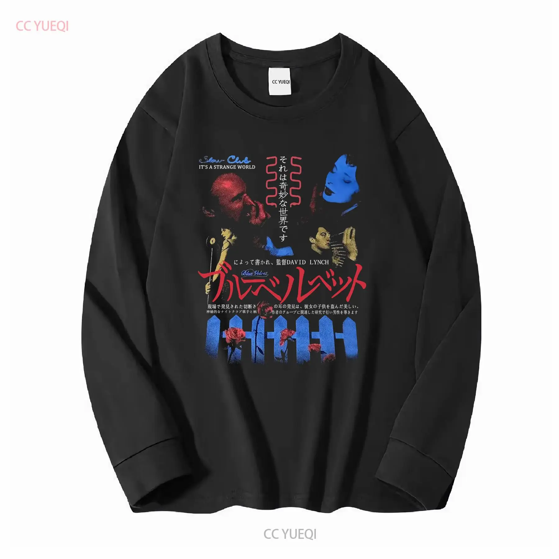 Niebieska aksamitna koszulka z – Tee Graphic Print recenzja i cena