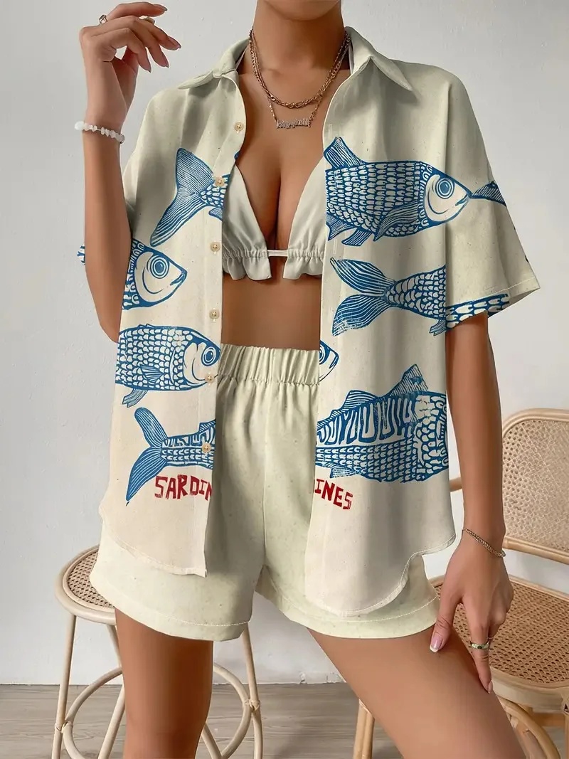 Modny nadruk Wakacje na plaży  – Shirt Camp Collar recenzja i cena