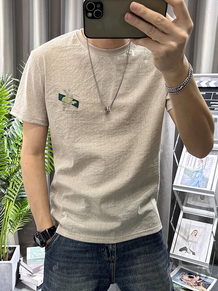 Male Tees Shirts White Linen T – Short Linen Drawstring recenzja i cena
