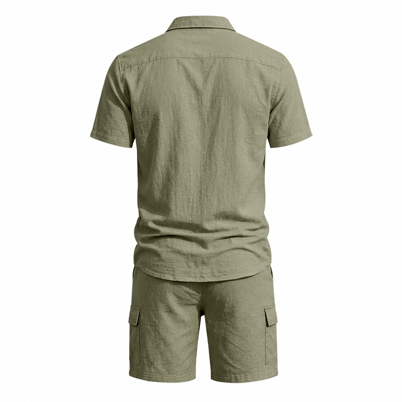 Męski letni lniany dwuczęściow – Linen Shirt Breathable recenzja i cena